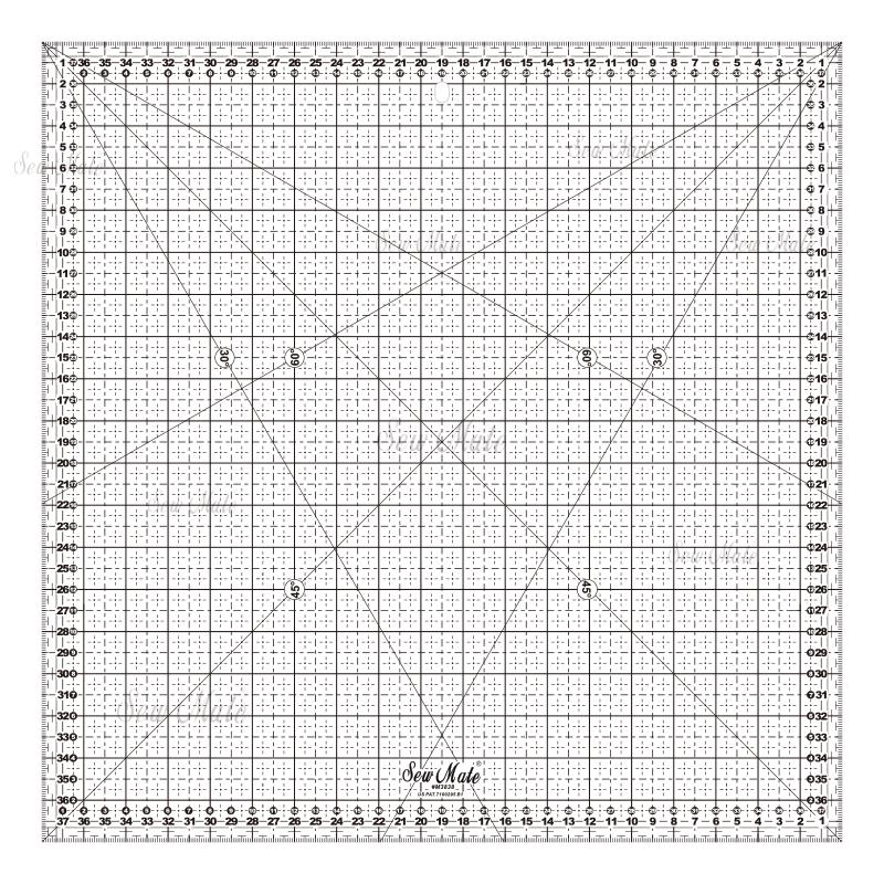 Quilting Ruler (Metric Version) , 38x38cm, Black,Donwei