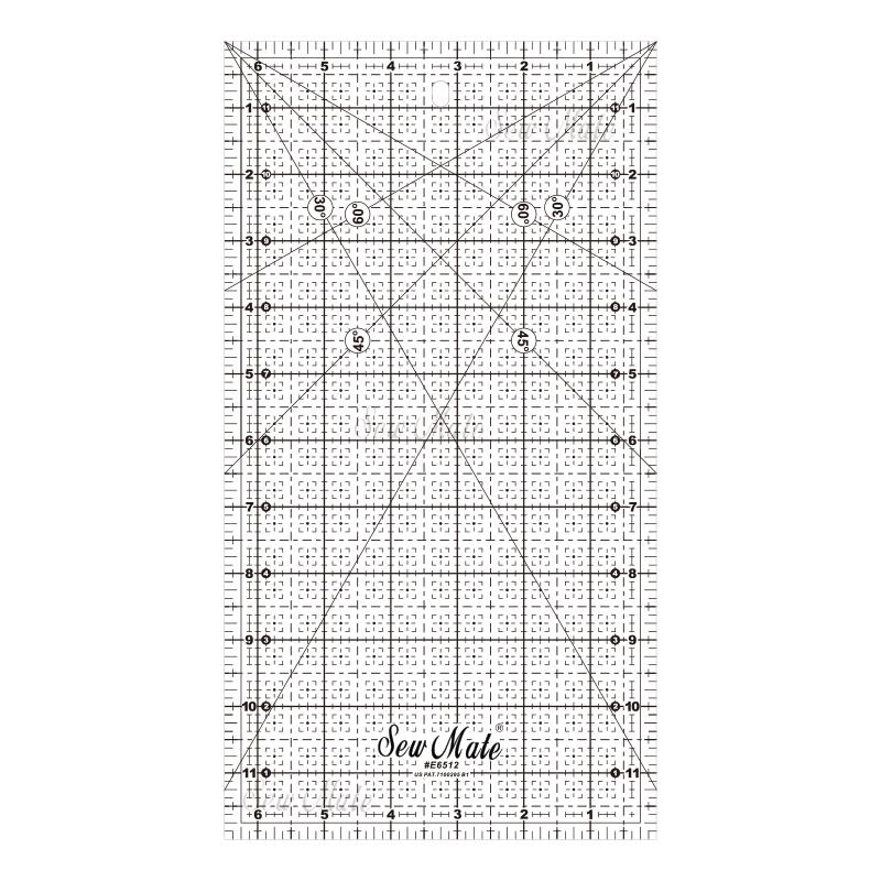 Quilting Ruler (Imperial Version), 6.5"x12", Black,Donwei