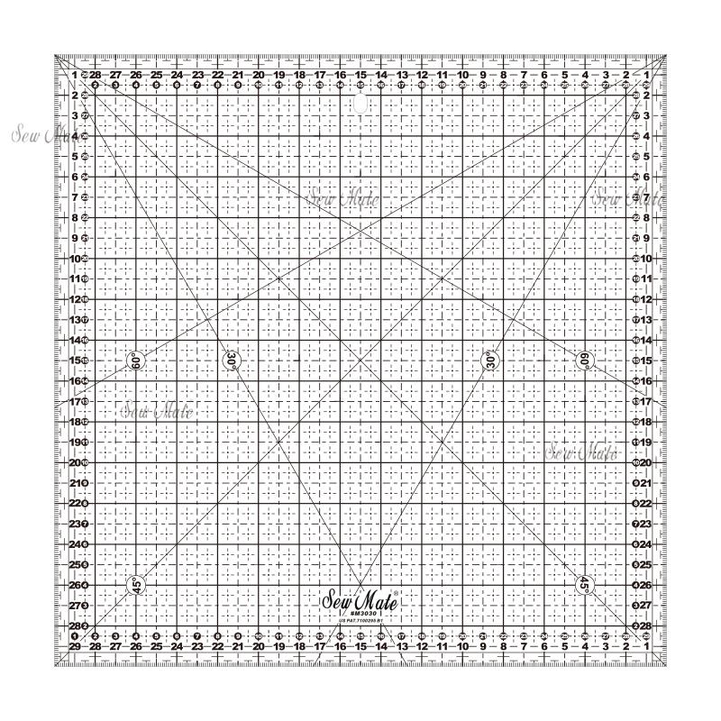 Quilting Ruler (Metric Version) , 30x30cmx3mm,Donwei