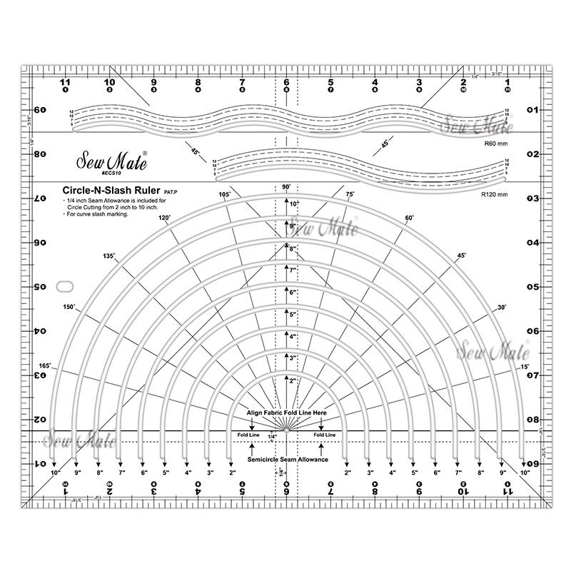 Circle-N-Slash Ruler(Imperial) , 12"x10"x3mm,Donwei